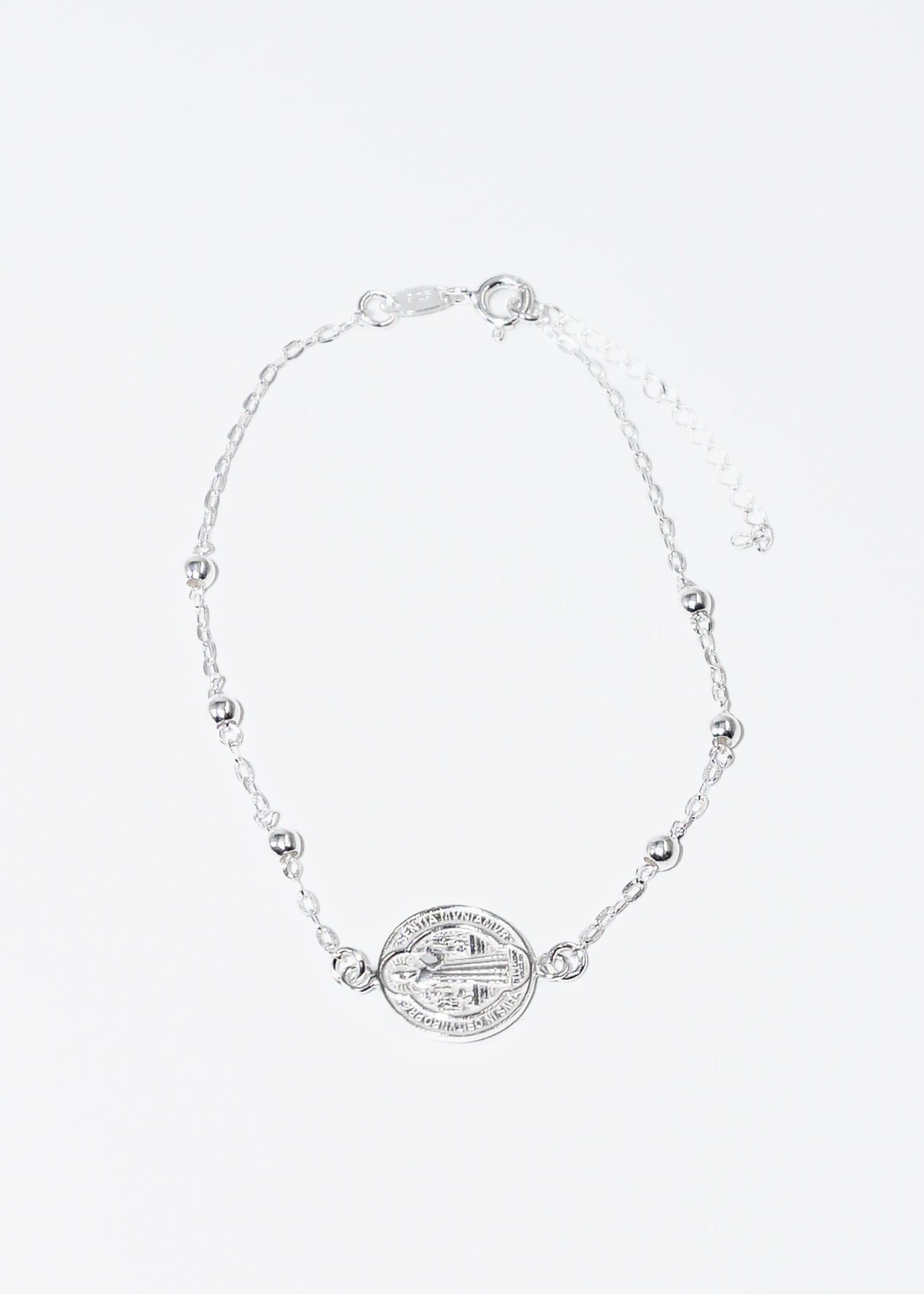 Pulsera forcet con medalla San Benito plata 925