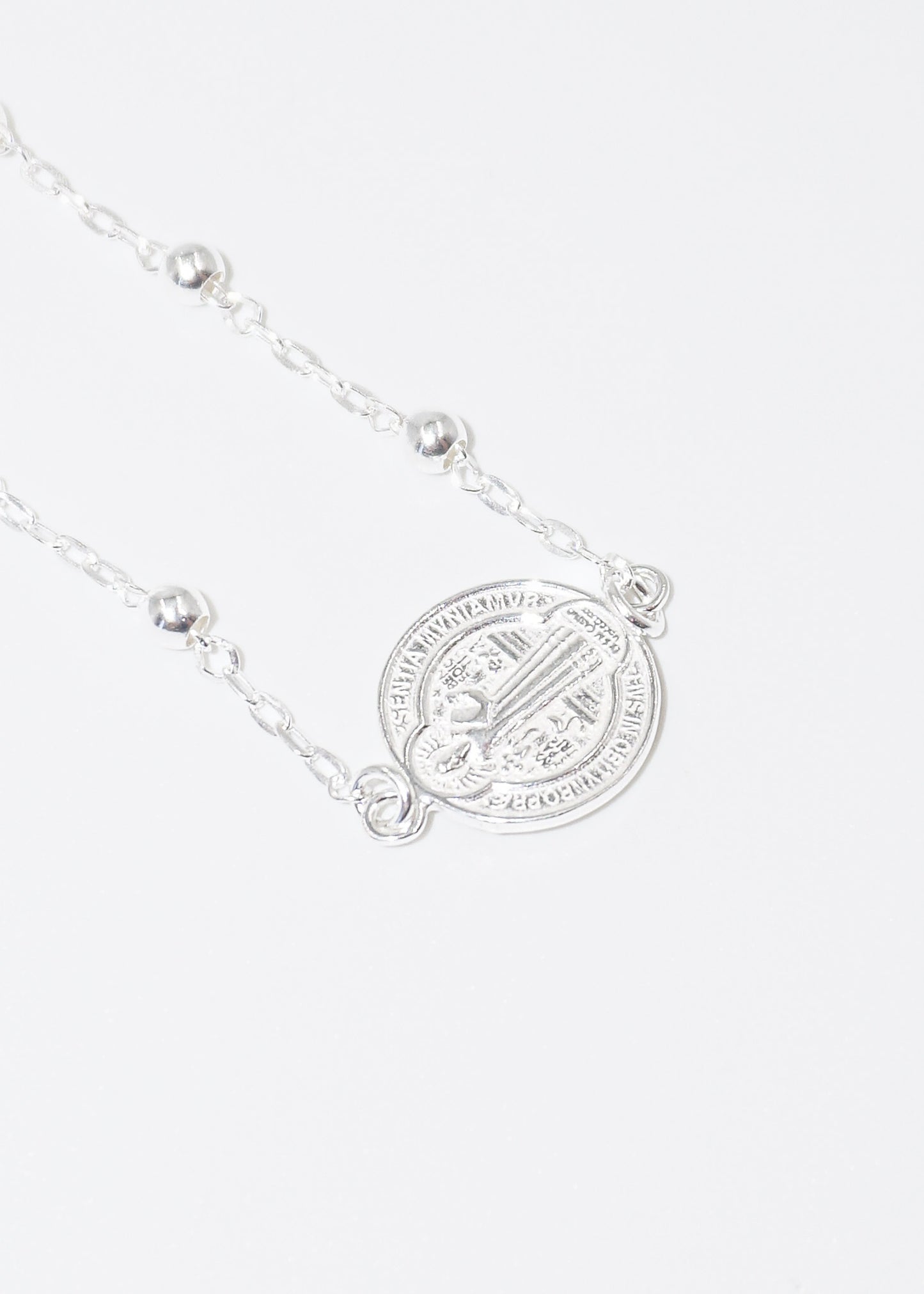 Pulsera forcet con medalla San Benito plata 925