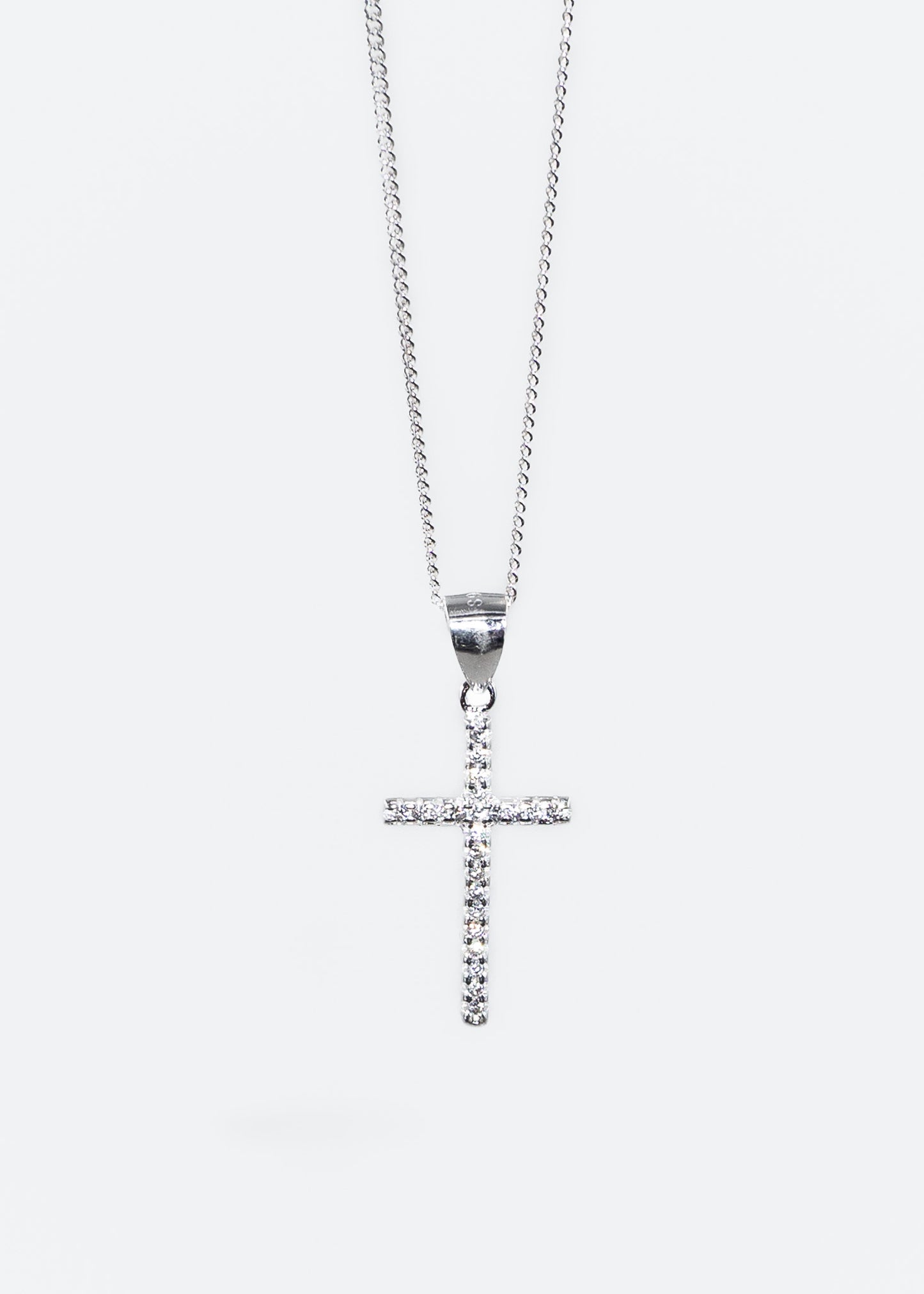 Cadena collar groumet con dije cruz zirconias plata 925