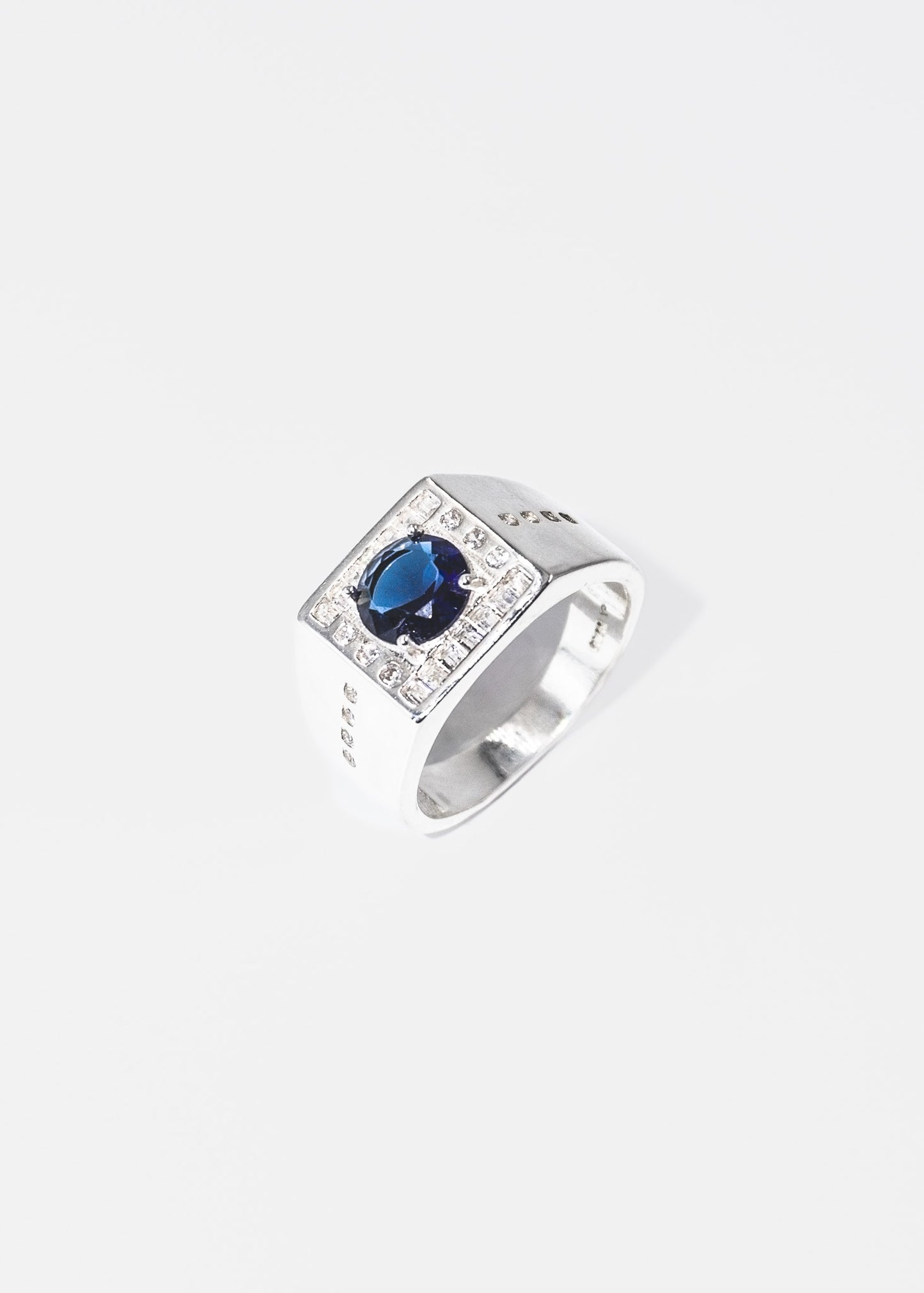 Anillo de mesa zirconia azul plata 925