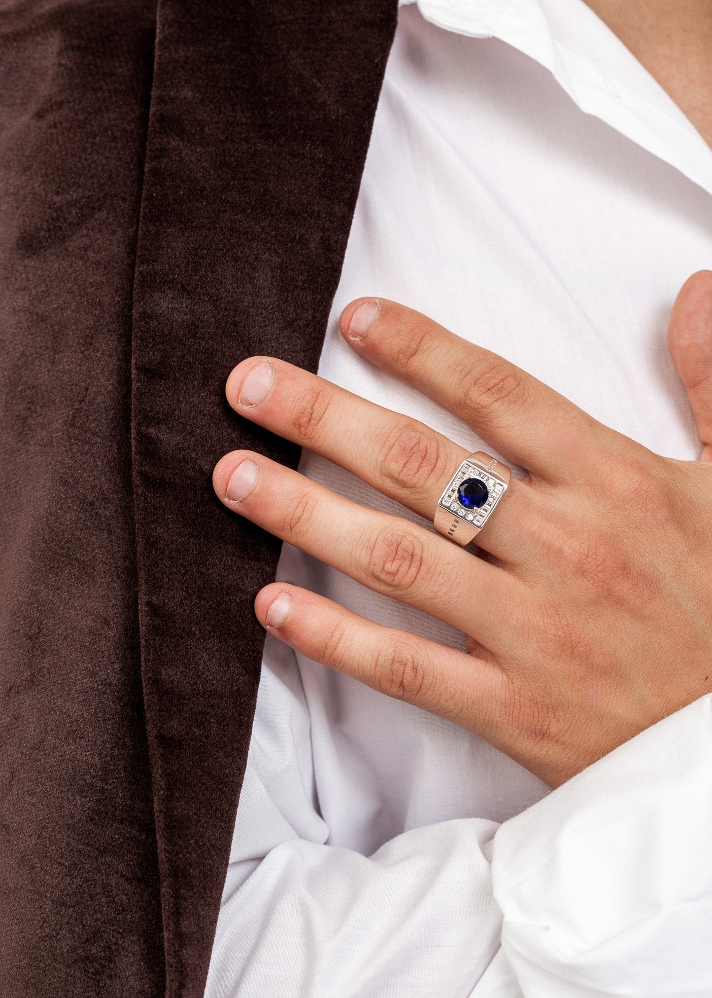 Anillo de mesa zirconia azul plata 925