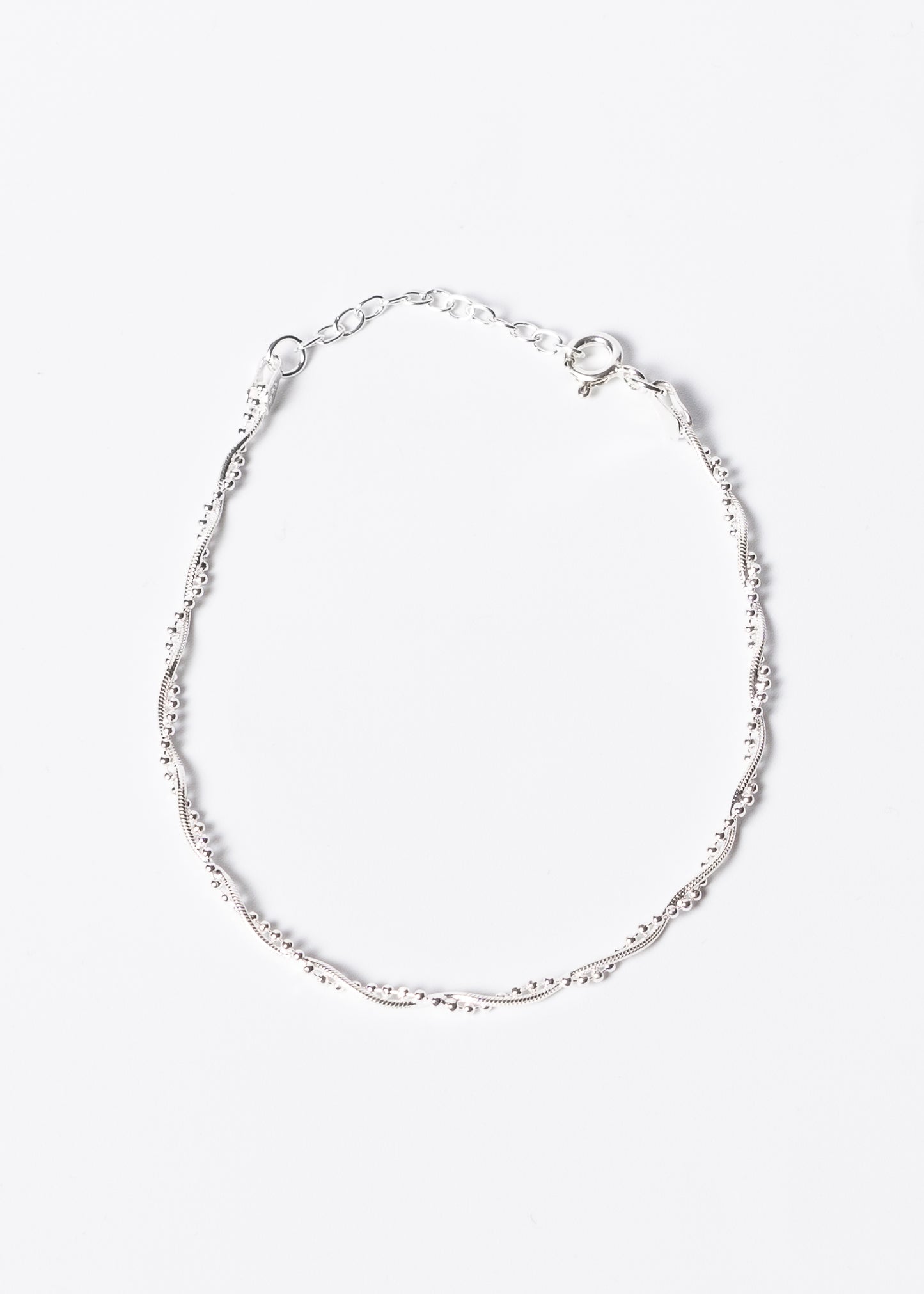 Pulsera trenzada con esferas plata 925
