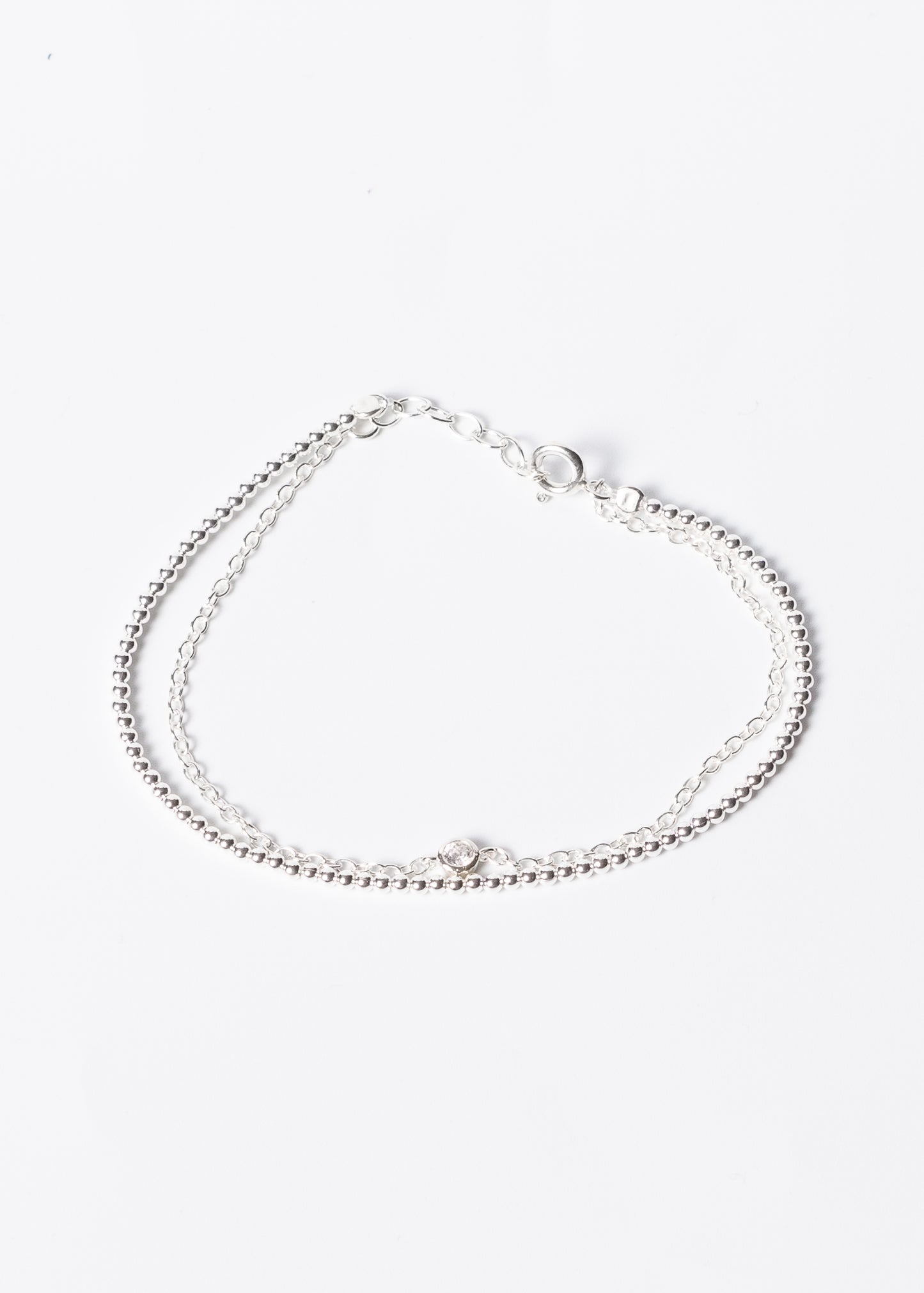 Pulsera doble combinada con punto luz plata 925