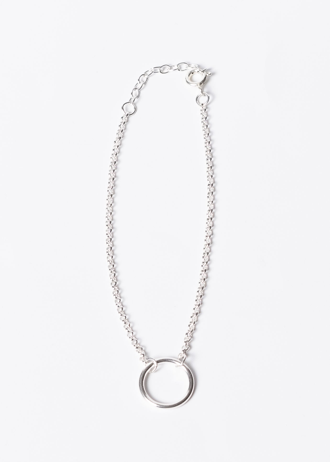 Pulsera mini rolo con círculo plata 925