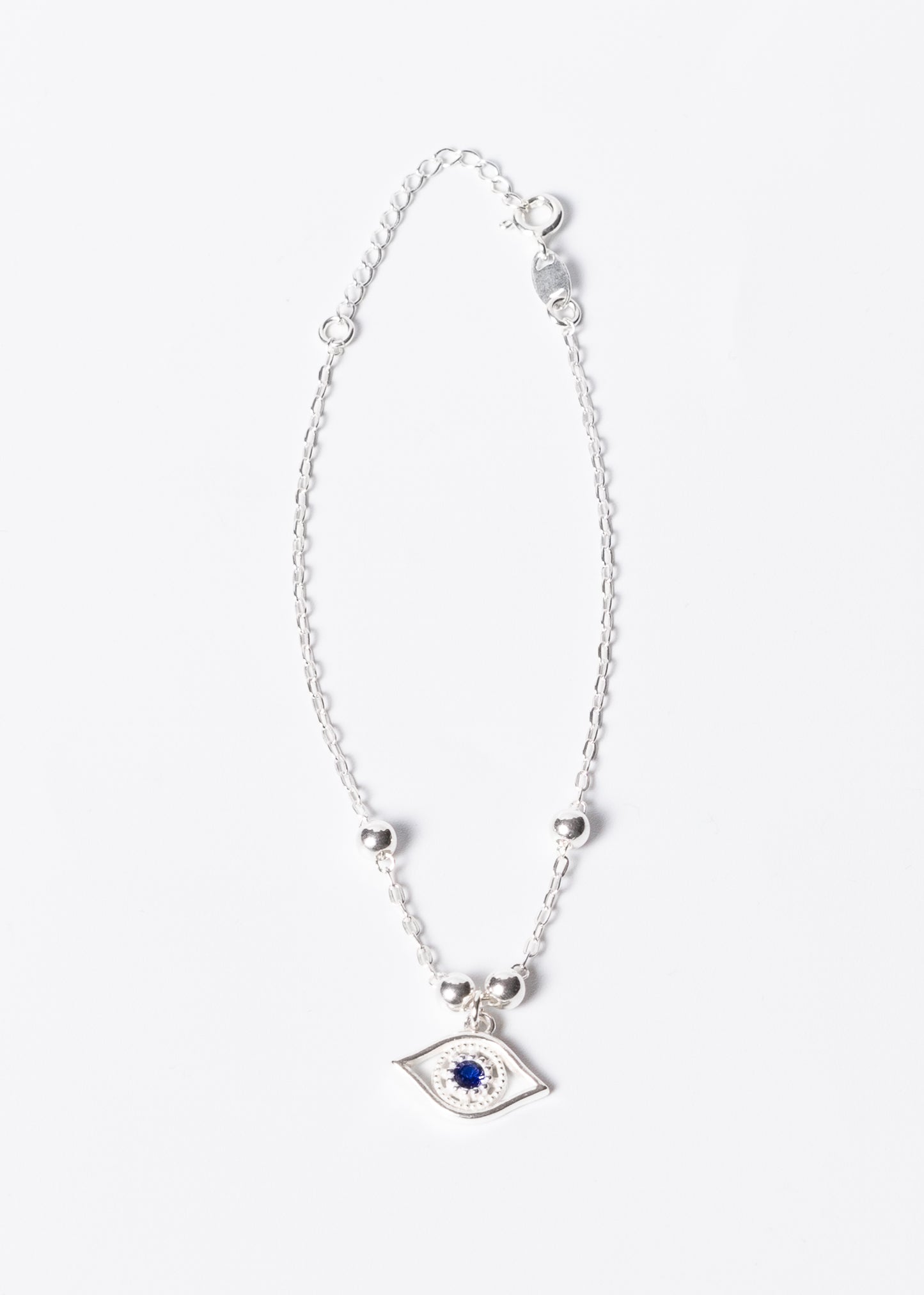 Pulsera forcet con esferas y ojo turco plata 925