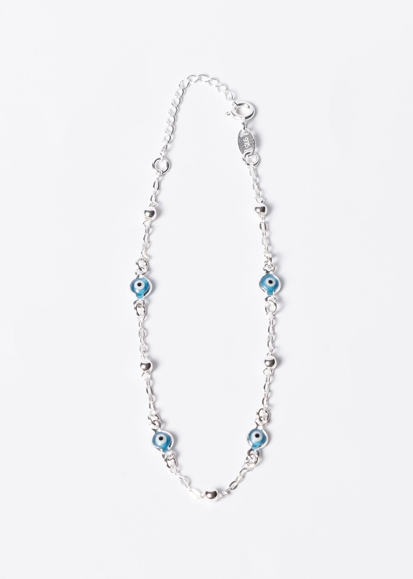 Pulsera forcet con ojos turcos pequeños plata 925