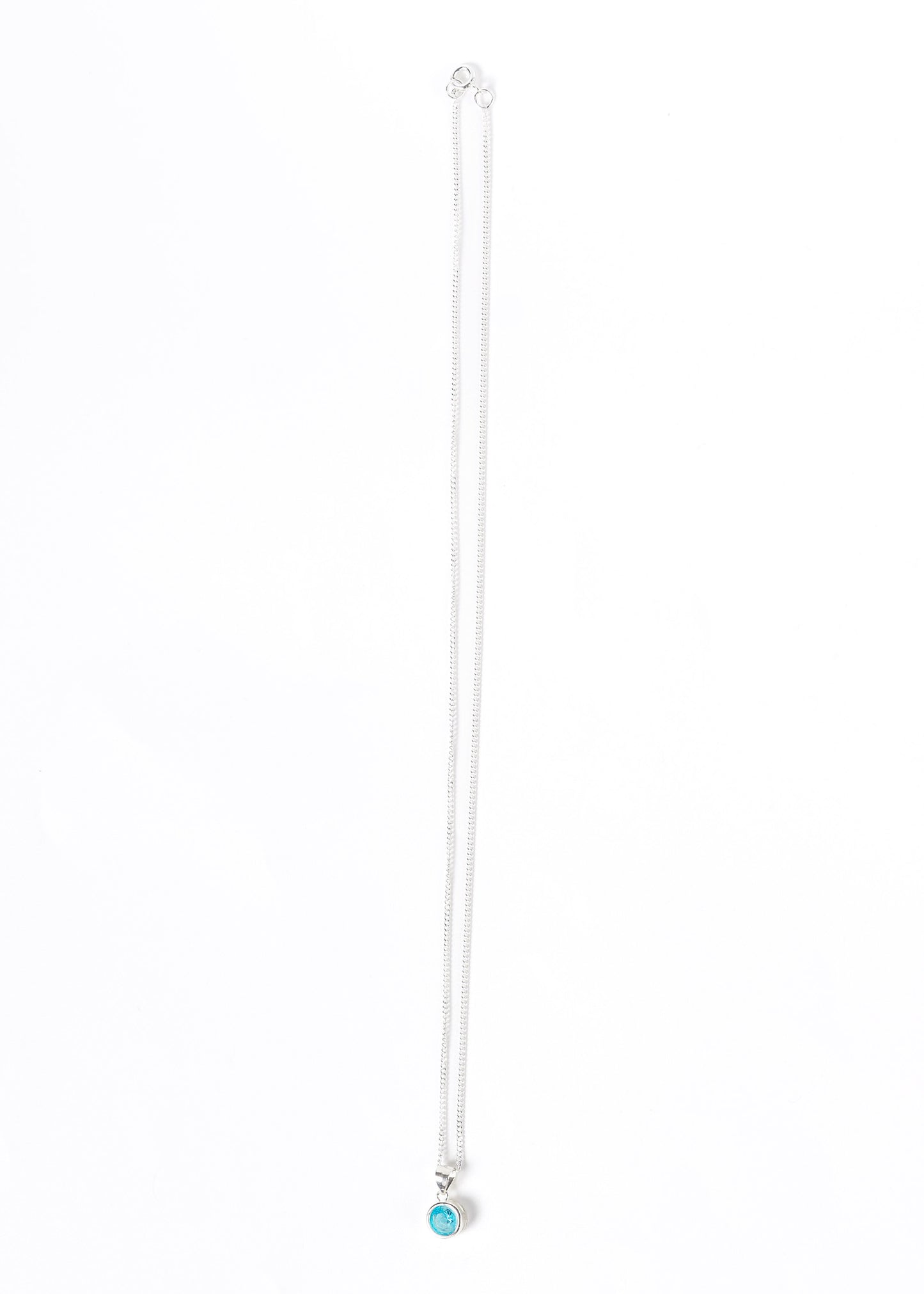 Cadena groumet con punto luz turquesa plata 925