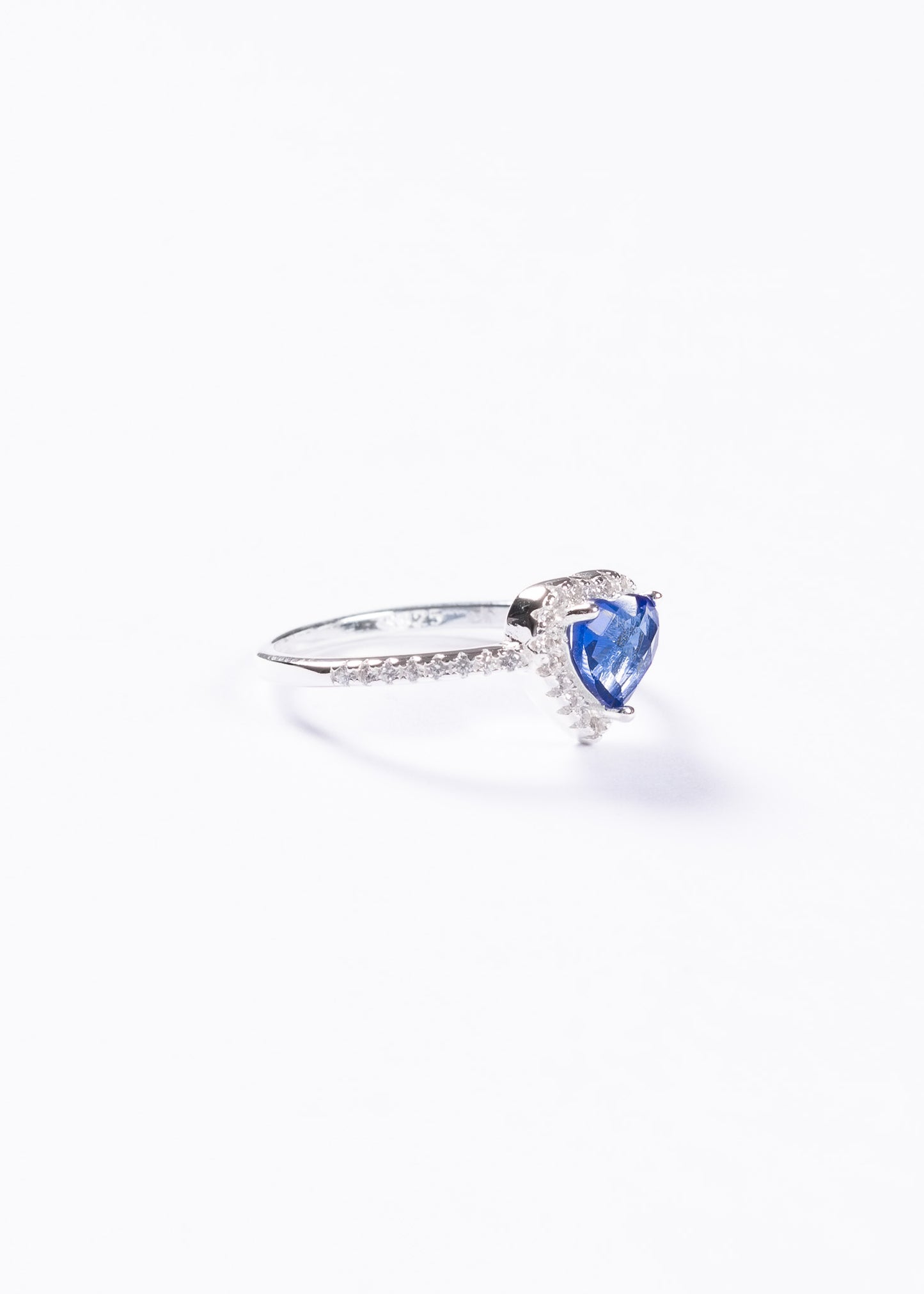 Anillo promesa corazón zirconia azul plata 925