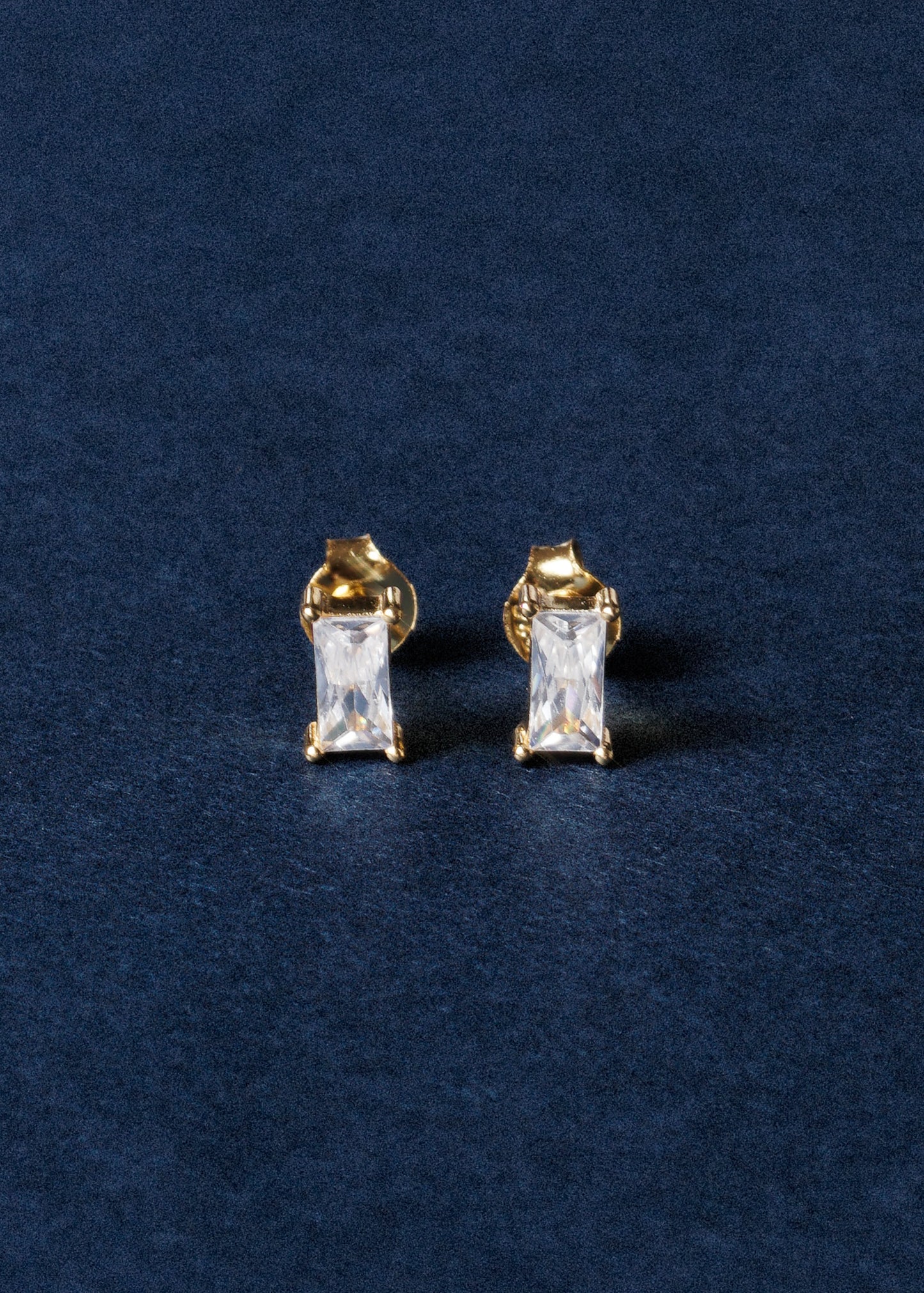 Caravanas zirconia rectangular plata 925 baño en oro 18k