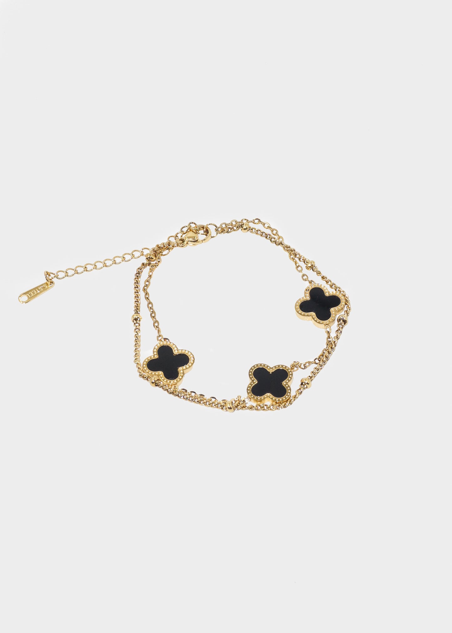Pulsera doble con trébol fino acero quirúrgico