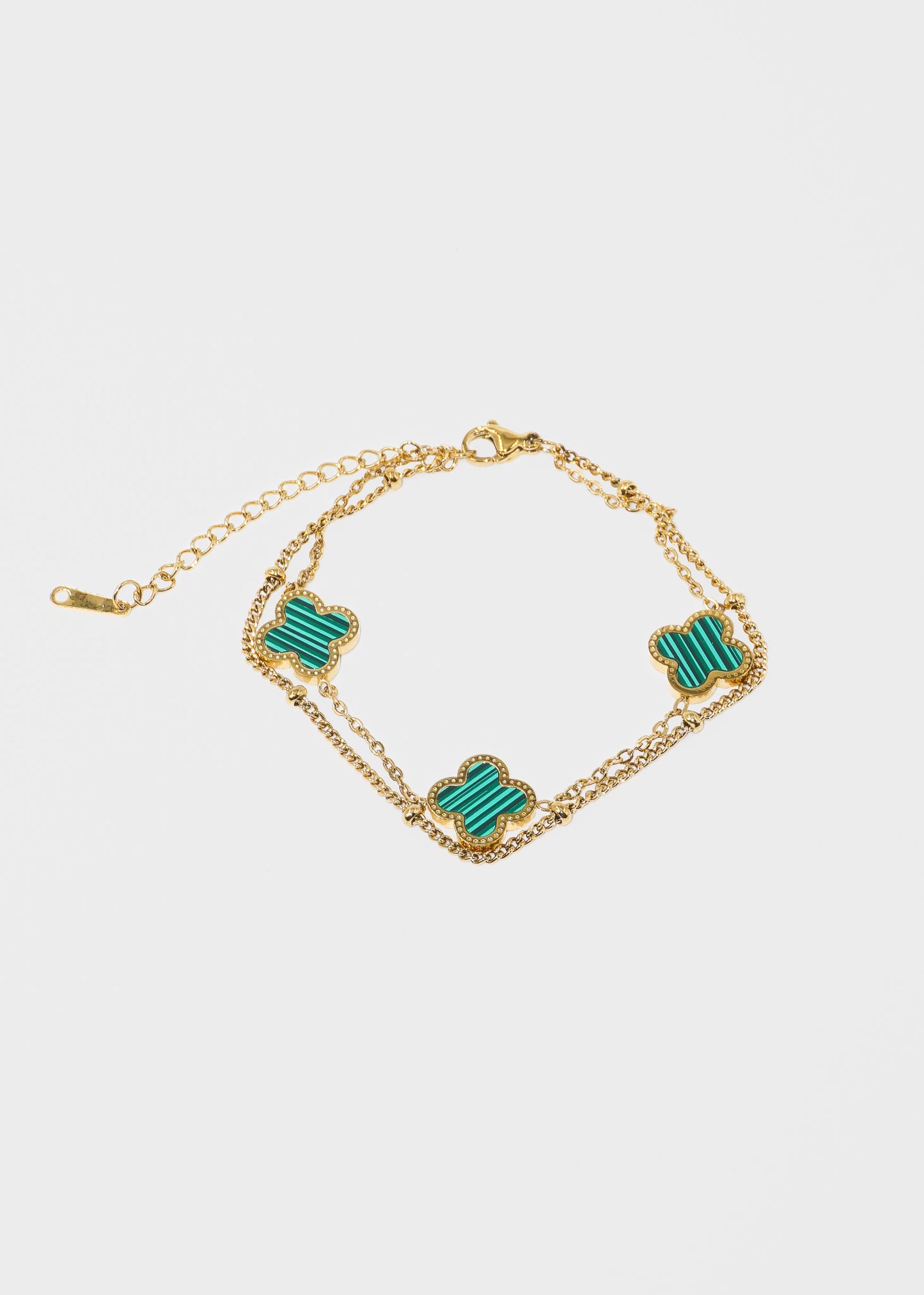Pulsera doble con trébol fino acero quirúrgico