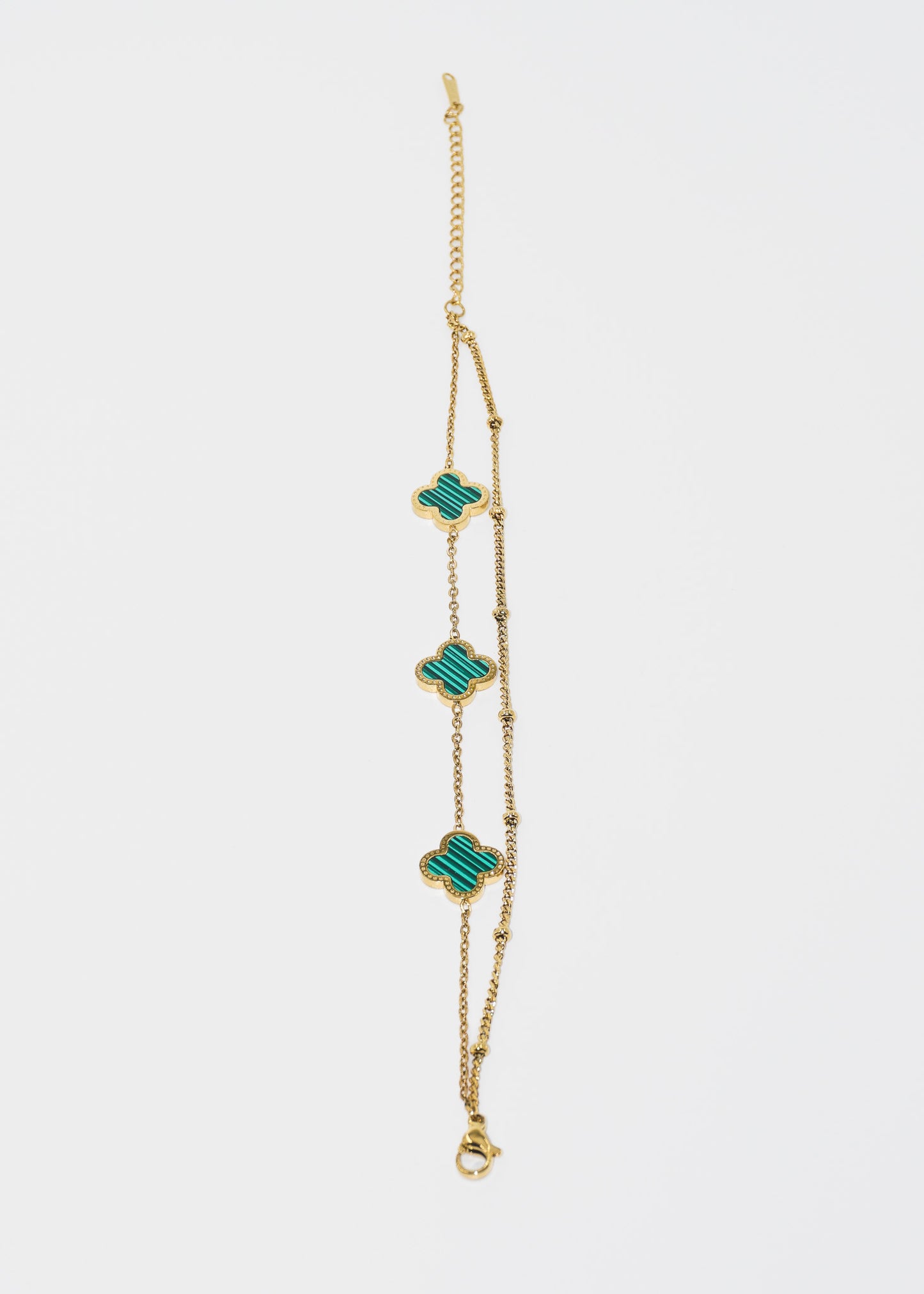 Pulsera doble con trébol fino acero quirúrgico