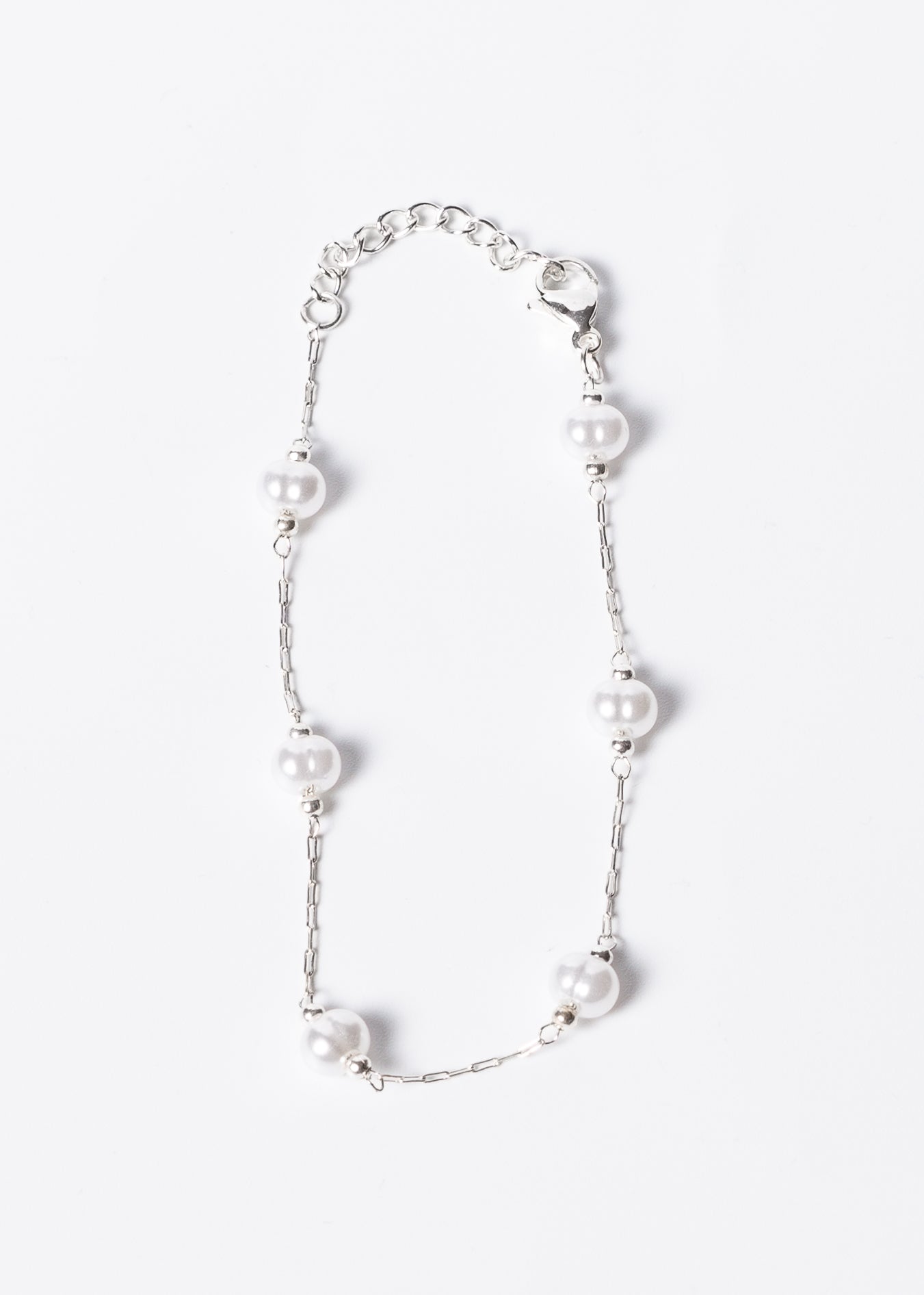 Pulsera forcet 6 perlas acero quirúrgico blanco