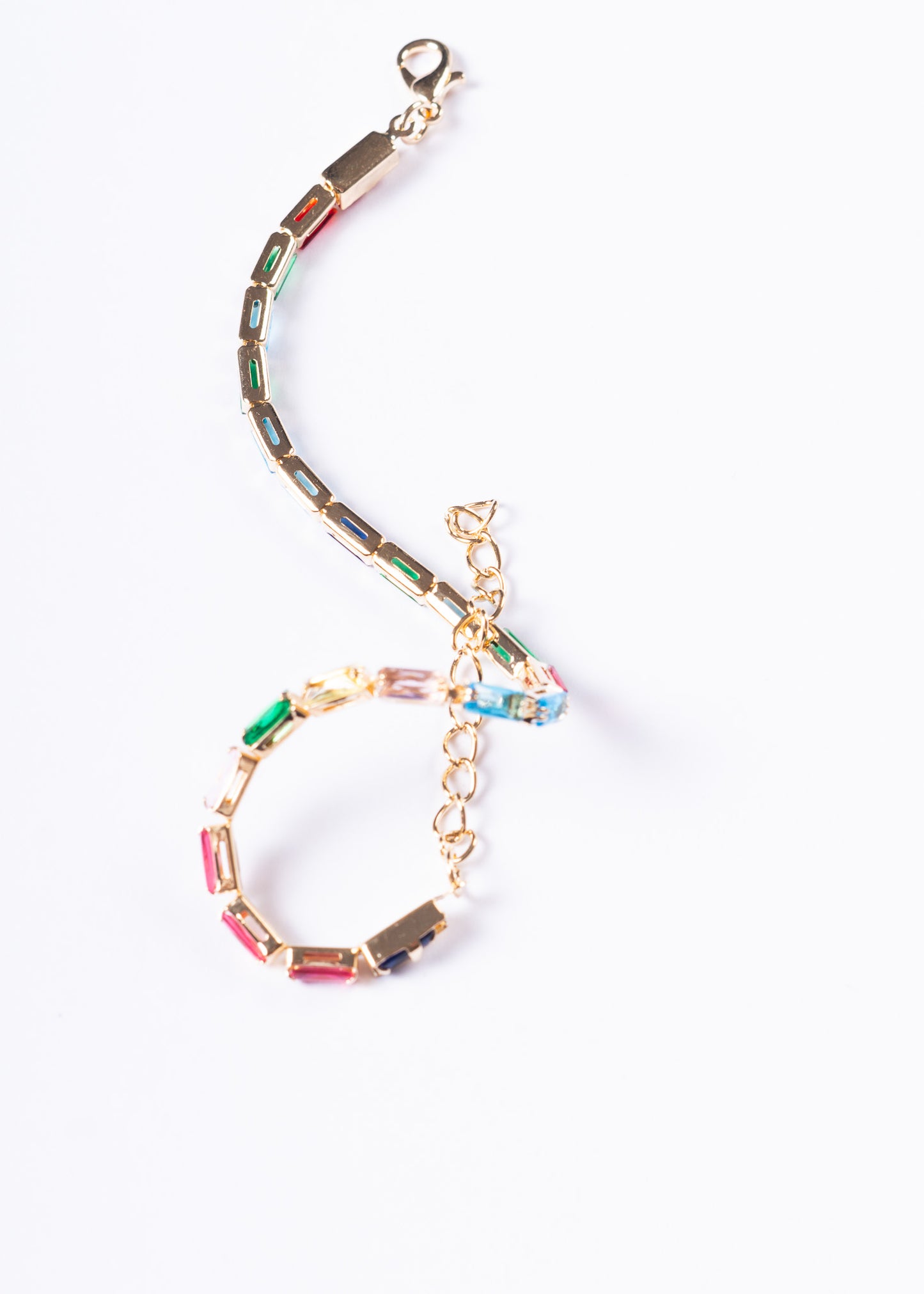 Pulsera tennis recta zirconias multicolor - Enchapado en oro