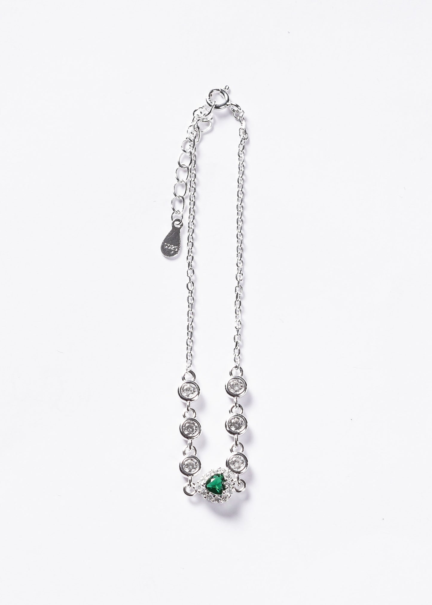 Pulsera promesa corazón mini Plata 925 & Zirconia verde