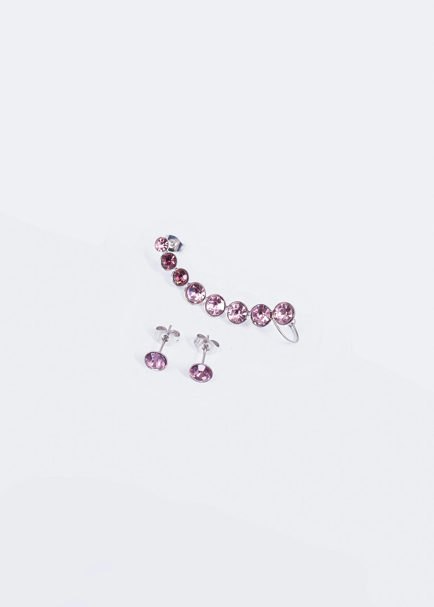 Set caravana trepadora + par strass acero qurúrgico