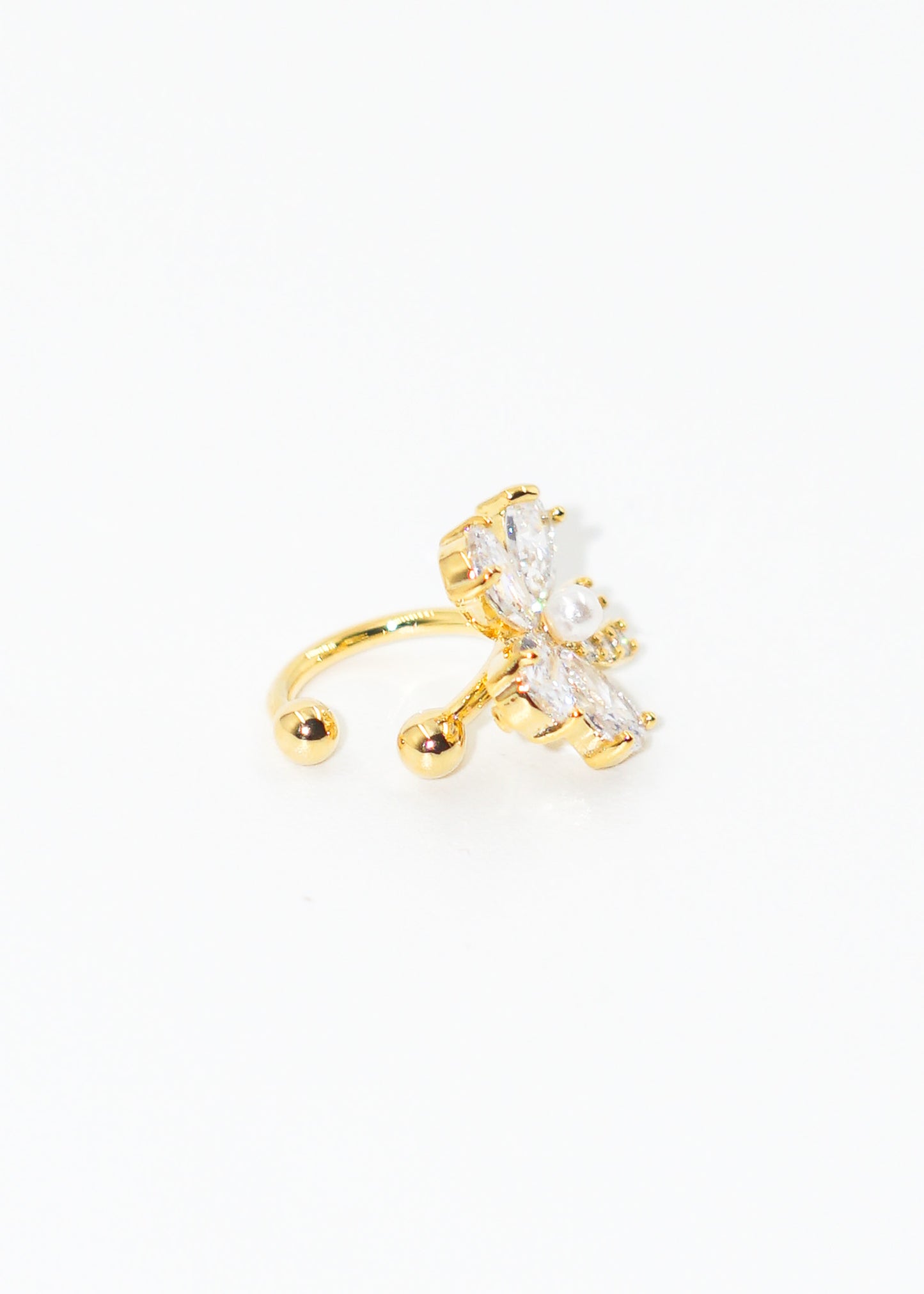 Ear cuff flor con perla