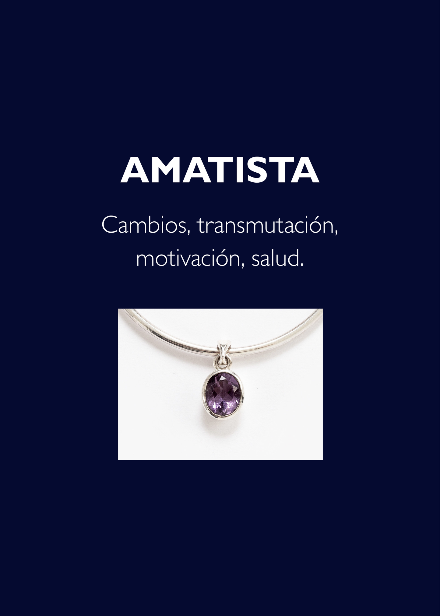 Cadena collar con dije amatista oval plata 925
