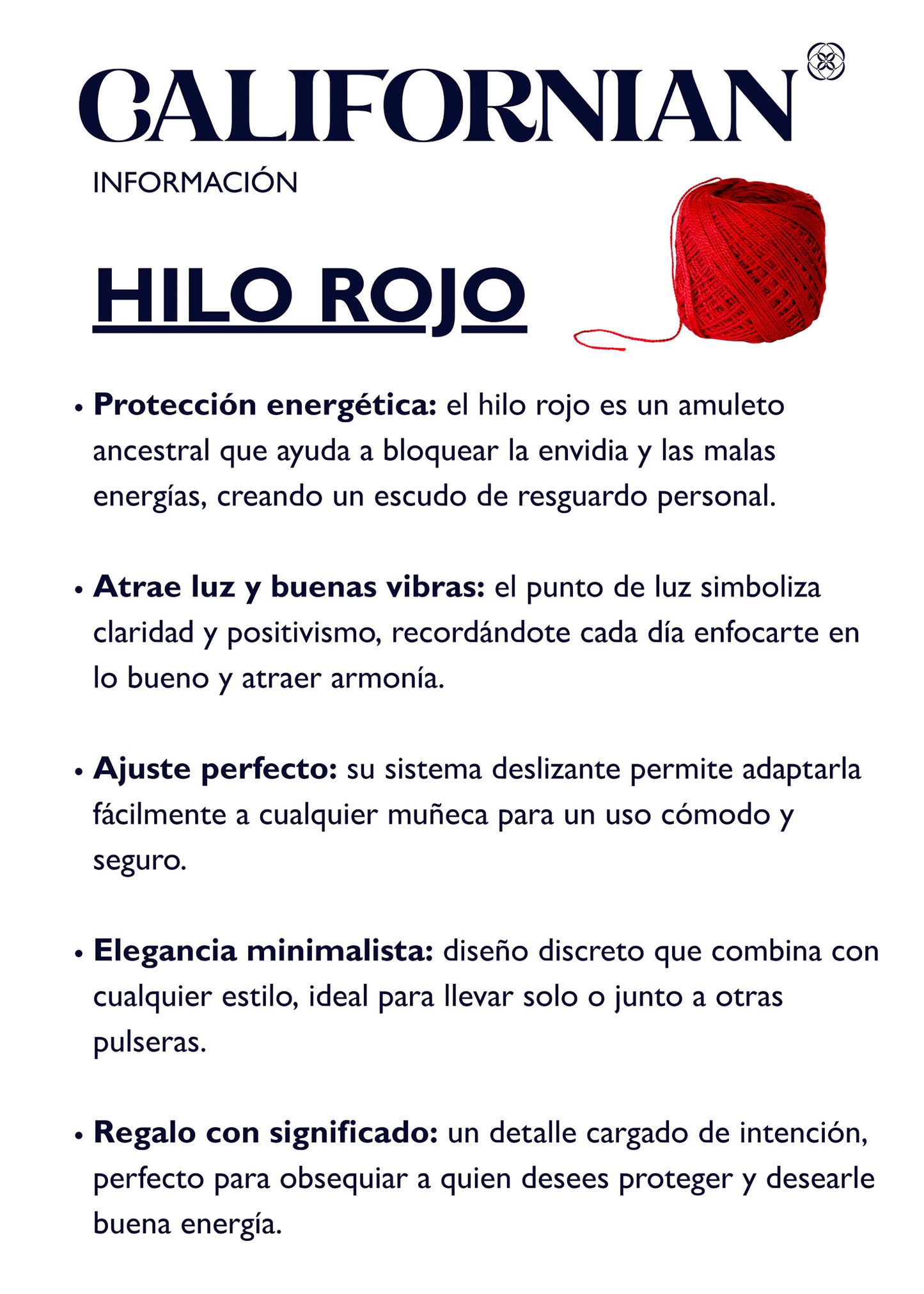 Pulsera hilo rojo con punto luz - Anti envidia ajustable
