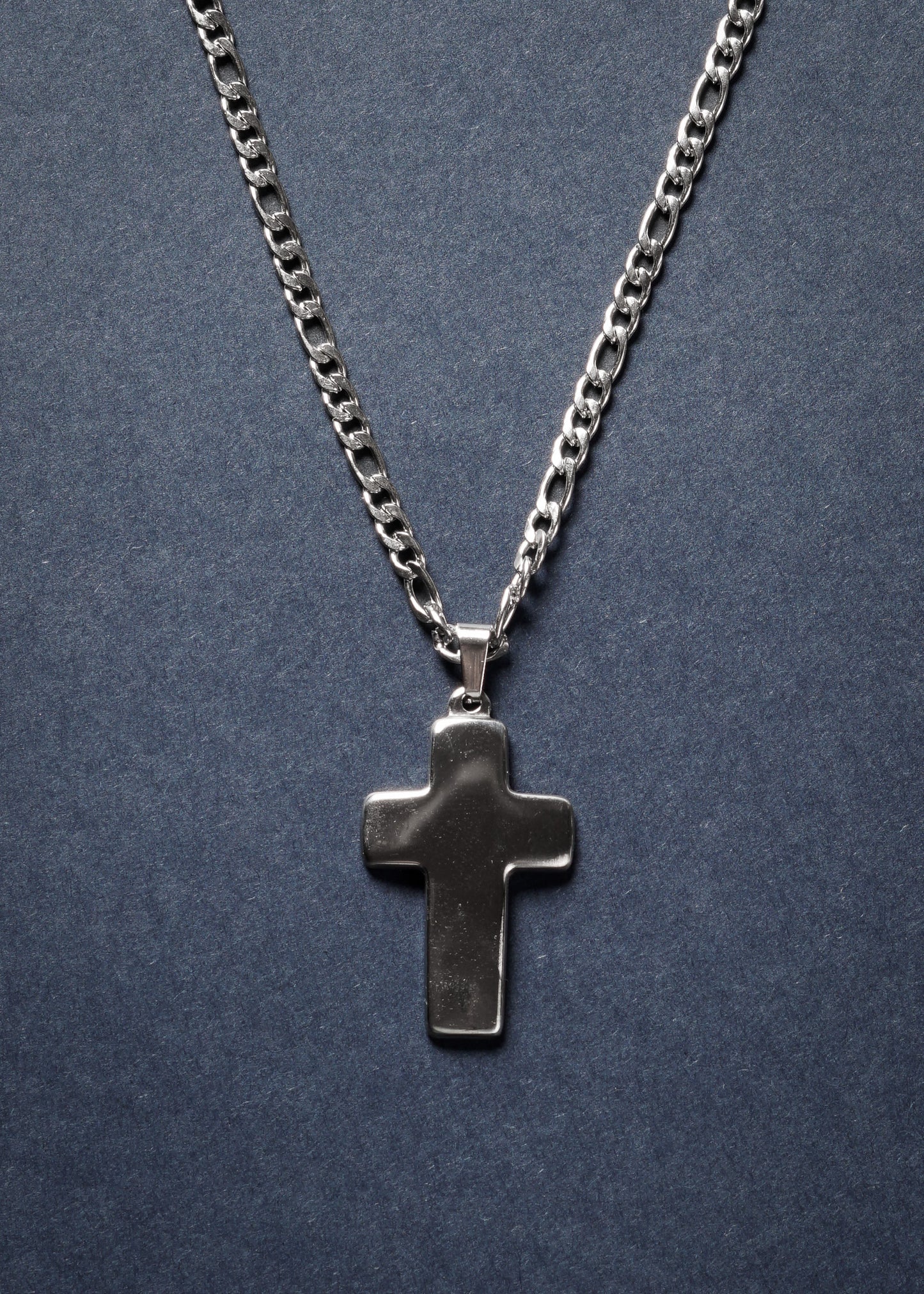 Cadena eslabones 3 y 1 60cm dije cruz bombé acero quirúrgico