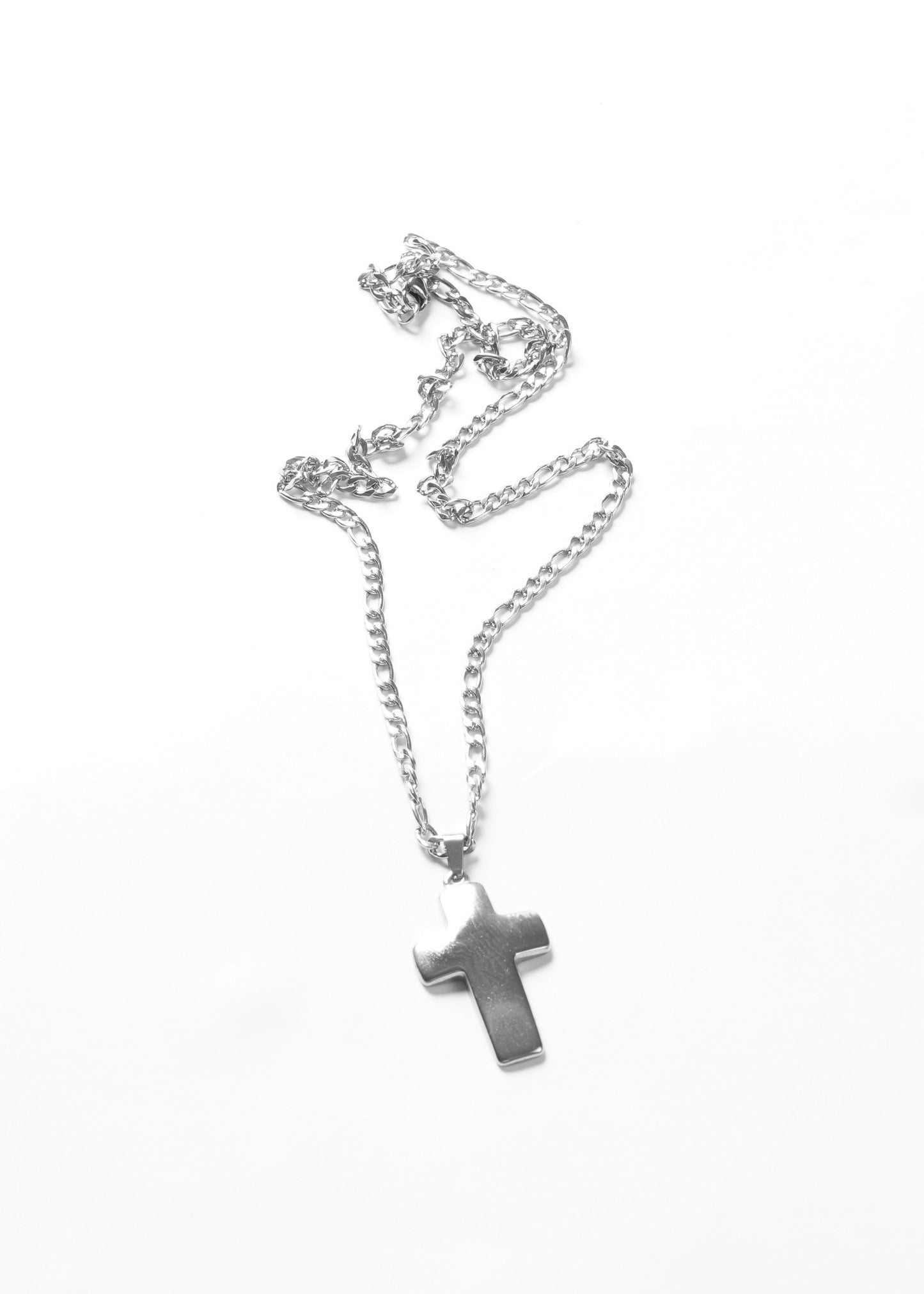 Cadena eslabones 3 y 1 60cm dije cruz bombé acero quirúrgico