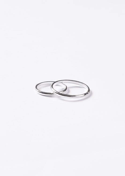 Anillos par de alianzas bombé 2mm finas plata 925 + Grabado tallado