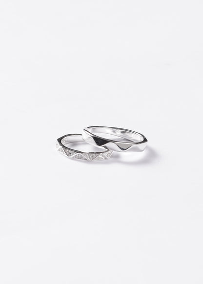 Alianzas facetadas 3mm lisa + brillo Plata 925 & Zirconias
