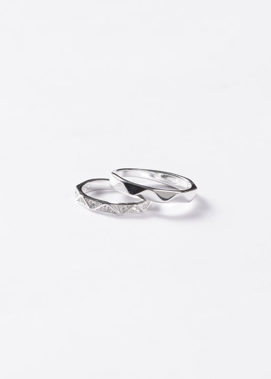 Alianzas facetadas 3mm lisa + brillo Plata 925 & Zirconias