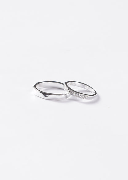 Alianzas facetadas 3mm lisa + brillo Plata 925 & Zirconias
