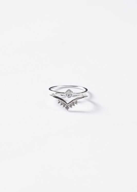 Set novia dos piezas Valentino + Punto luz Oval Plata 925 & Zirconias