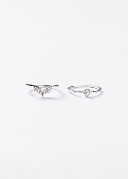Set novia dos piezas Valentino + Punto luz Oval Plata 925 & Zirconias