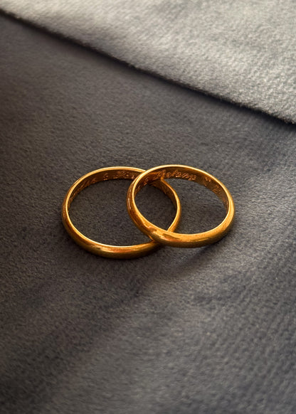 Par de Alianzas bombé 3mm Plata 925 & Baño en oro 18k