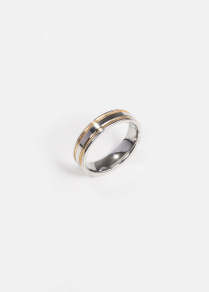 Anillo alianza líneas doradas acero quirúrgico