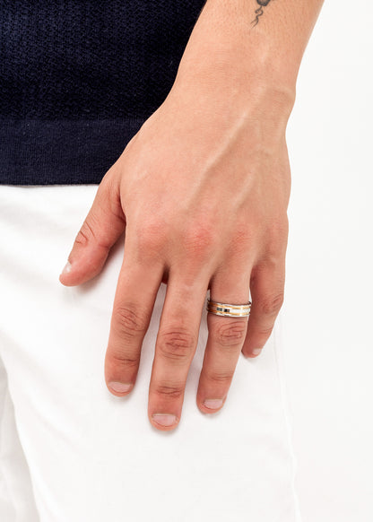 Anillo alianza líneas doradas acero quirúrgico