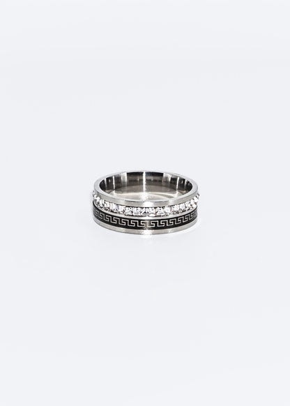 Anillo guarda griega y zirconias acero quirúrgico