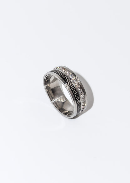 Anillo guarda griega y zirconias acero quirúrgico