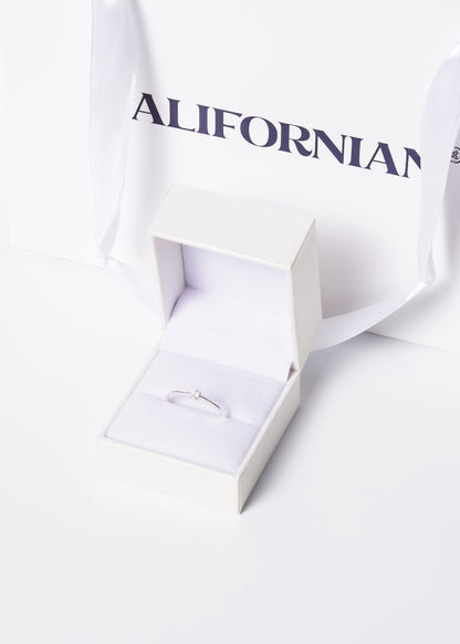 Anillo punto luz enchapado en plata + presentación lujo