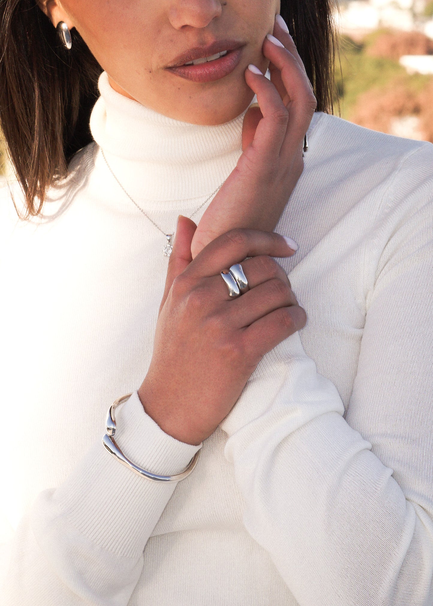Anillo entrelazado ajustable acero quirúrgico