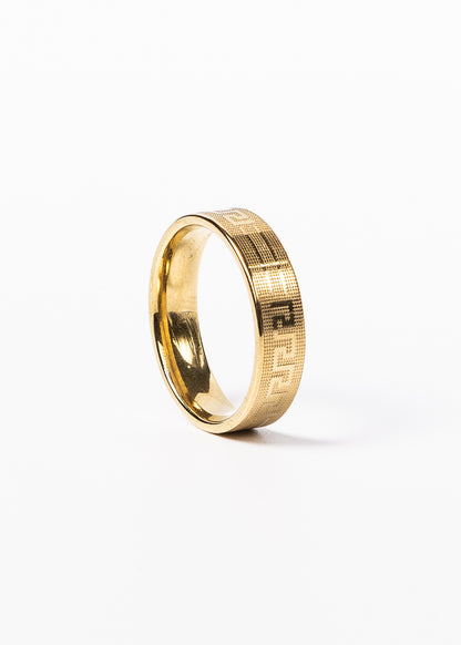 Anillo Imperium guarda griega acero quirúrgico dorado