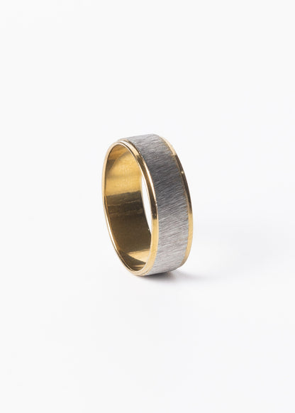Anillo alianza satinada acero quirúrgico dorado - Unisex