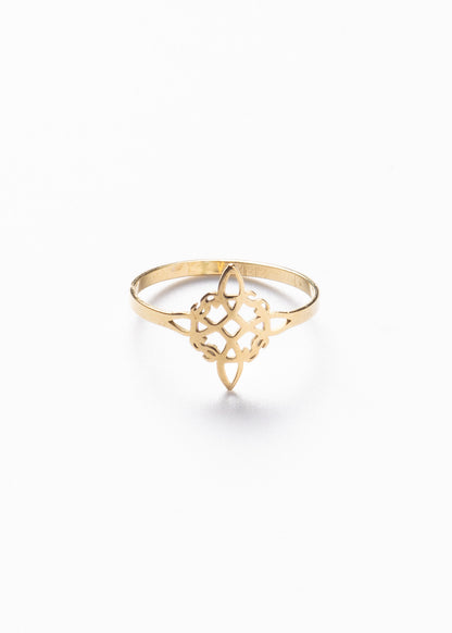 Anillo nudo de brujas acero quirúrgico - Dorado
