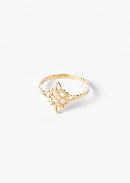 Anillo nudo de brujas acero quirúrgico - Dorado