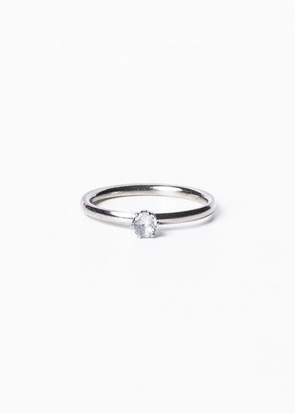 Anillo cintillo piedra 4mm acero quirúrgico plateado