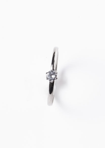 Anillo cintillo piedra 4mm acero quirúrgico plateado