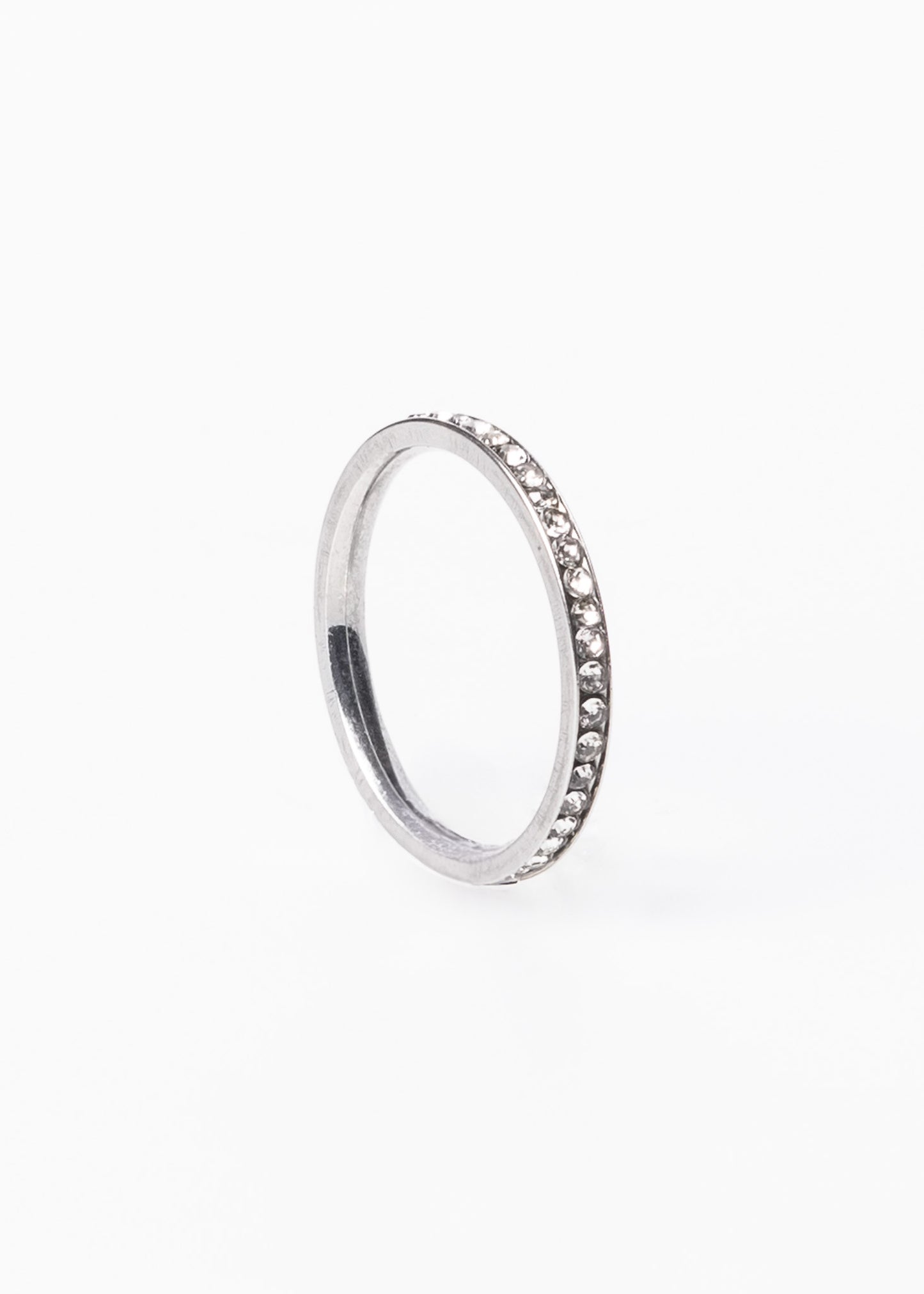 Anillo strass brillo sin fin acero quirúrgico