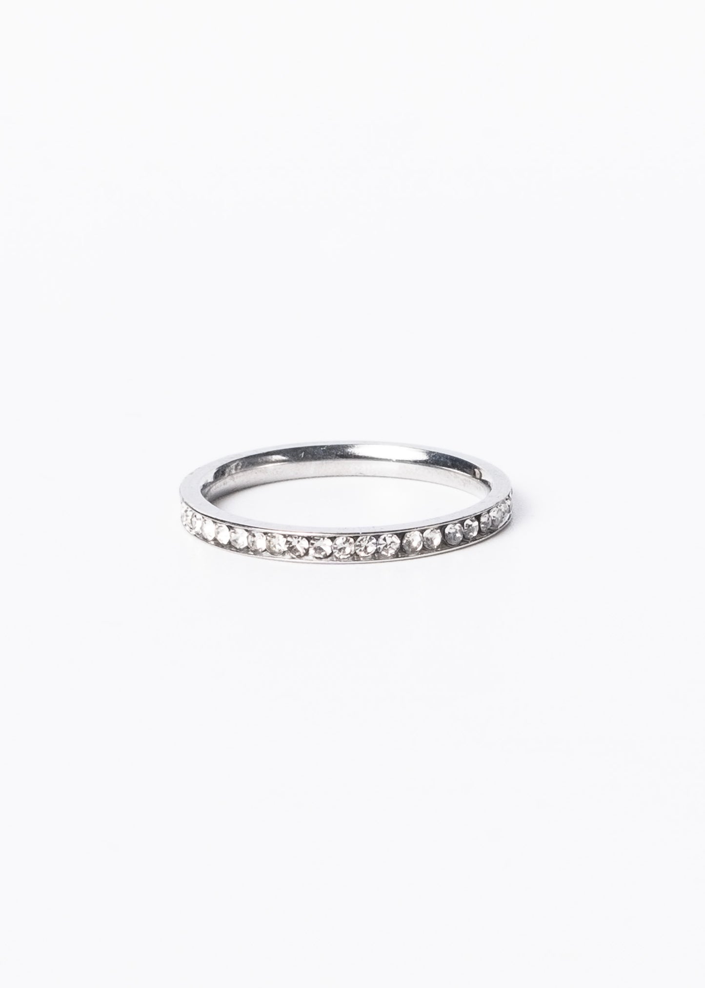 Anillo strass brillo sin fin acero quirúrgico