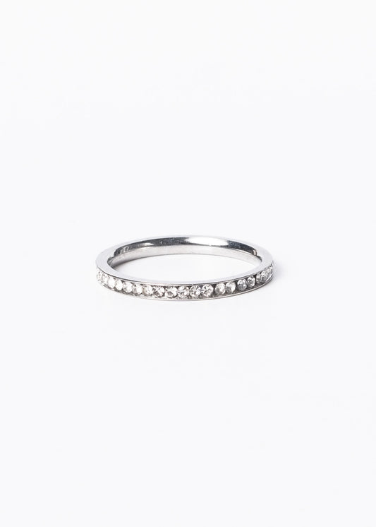 Anillo strass brillo sin fin acero quirúrgico