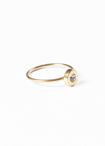Anillo números romanos y punto luz - Acero quirúrgico dorado