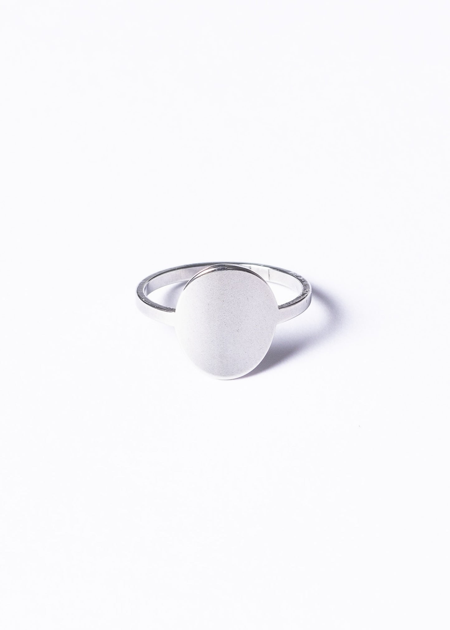 Anillo oval liso para grabar acero quirúrgico - Plateado