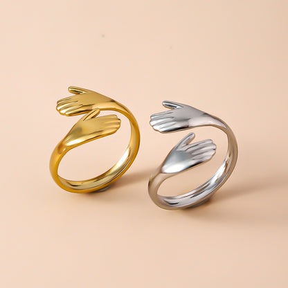 Set x 2 anillos abrazo ajustables - Plateado y dorado